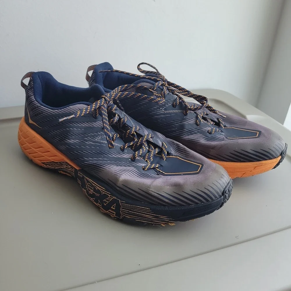 Hoka One One Shoes Men's Size 13 Speedgoat 4 Running Trail Sneakers Black Orange